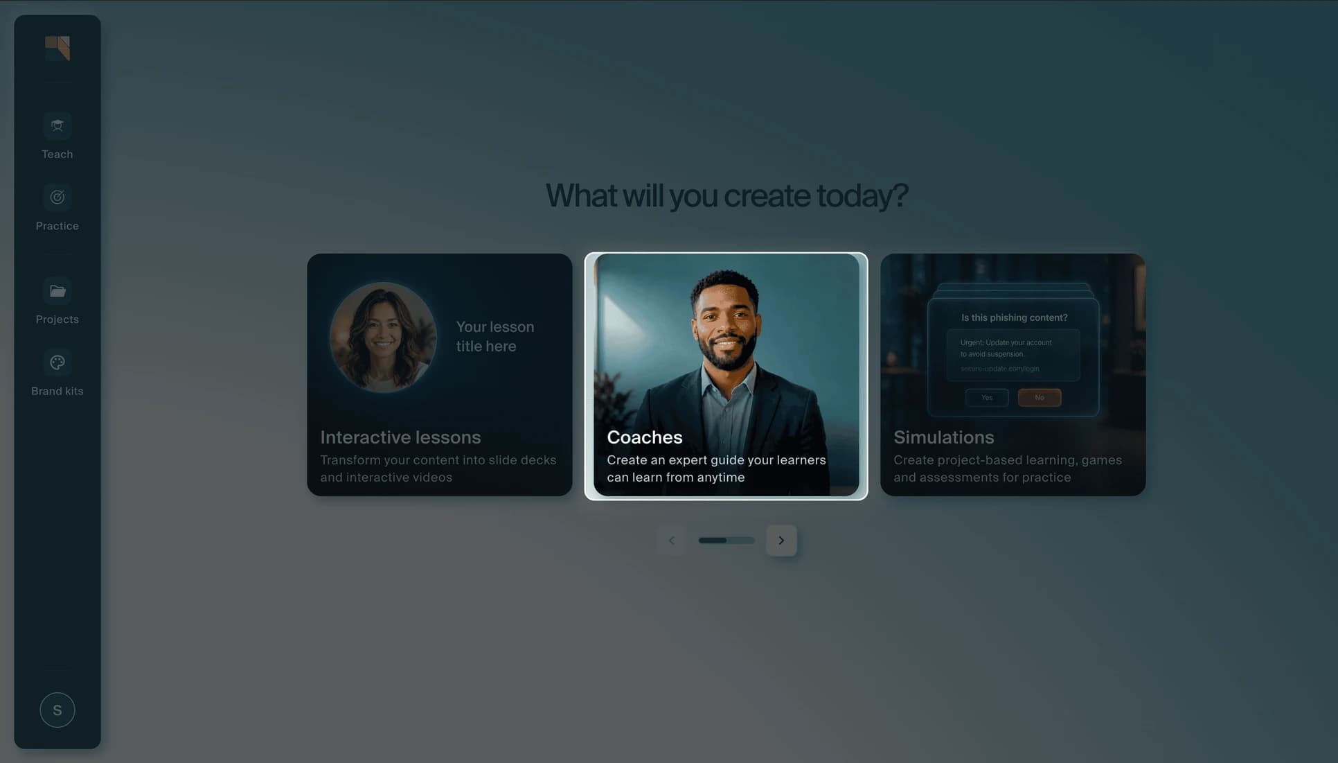 The Creatium Studio home page with the Coaches card selected.